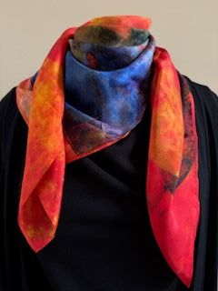 "Effervescence" silk scarf, 90x90 cm