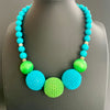 Turquoise and Green Crocheted Bead Necklace by SJ Mack Design