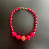 Hot Pink with Salmon Crocheted Bead Necklace by SJ Mack Design