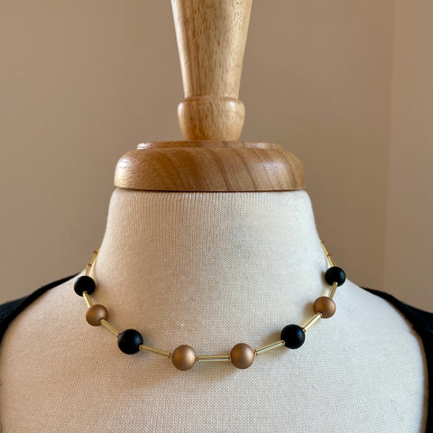 “Alumina” Black + Tan Aluminum Necklace by SJ Mack Design