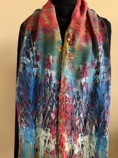 "The City" silk scarf, 50x180 cm