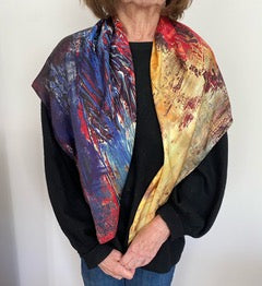 "The City" silk scarf, 90x90 cm