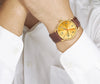 Michael Graves Unisex Witherspoon Watch in Brass & Brown