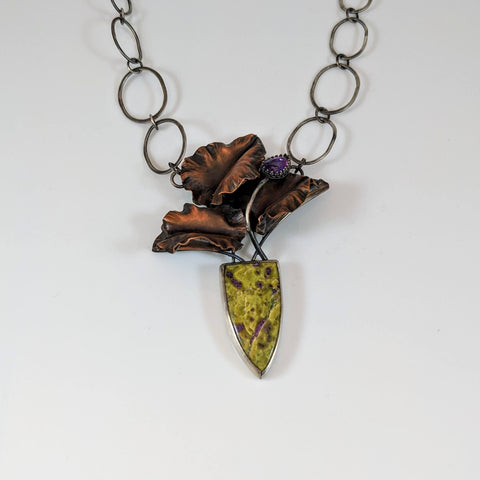 Serpentine Stichtite and Amethyst Necklace by Beth Ann Designs