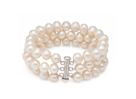Triple Row Freshwater Pearl Bracelet