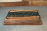 Walnut and Forest Green Epoxy Serving Board by Rustic Mountain Chic