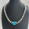 Pearls and Blue Murano Glass Necklace by SJ Mack Design