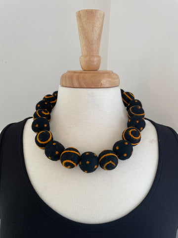 SJ Mack Design Orange Polka Dot and Swirls Necklace