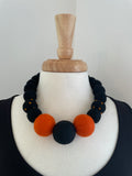 SJ Mack Design Large Orange and Black Beaded Necklace