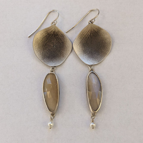 Champagne Moonstone Hydrangea Earrings by Beth Ann Designs