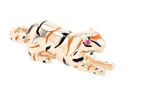 Hamilton Jewelers Palmer Square Enamel Tiger 14K Gold Charm