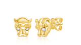 Hamilton Jewelers 14K Yellow Gold Tiger Head Diamond Studs