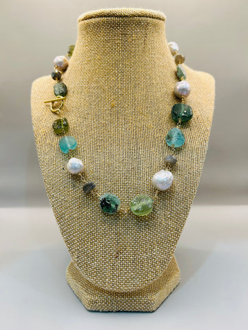 Ancient Roman Glass and Freshwater Pearl Choker 
