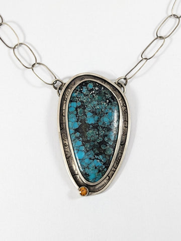 Turquoise and Spessartite Garnet Necklace