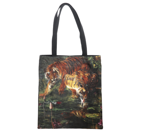Art Museum Tigers Drinking Custom Tote Bag