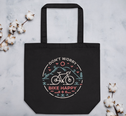 'Don't Worry Bike Happy' Tote Bag by Stay Wild Co