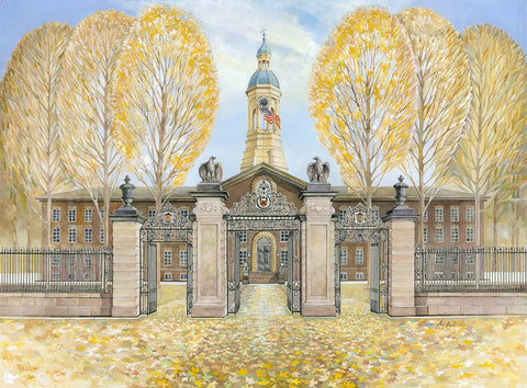 Marina Ahun's "Nassau Hall in Autumn" Watercolor Fine Art Print