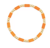 18k Yellow Gold and Orange Beaded Stretch Bracelet