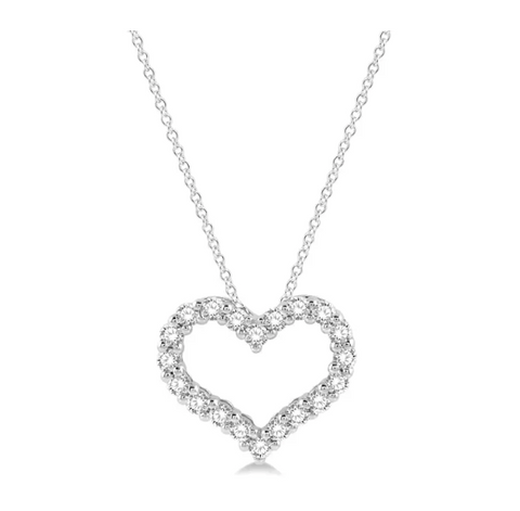 Classic 14k White Gold and .25CT Diamond Heart Pendant