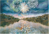 Marina Ahun "Lake Carnegie Fireworks" Watercolor Fine Art Print