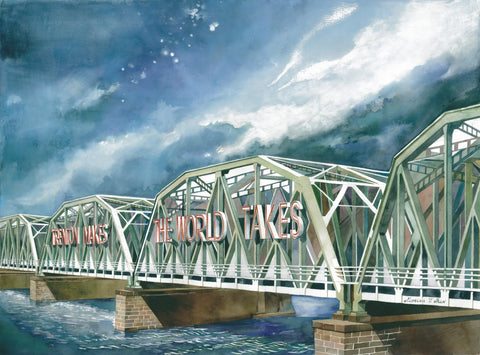 Marina Ahun's "The Trenton Bridge (over the Delaware River)" Watercolor Fine Art Print