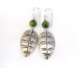 Sterling Silver and Jade Leaf Earrings by Silver and Earth Jewelry
