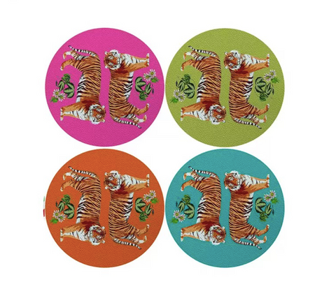Tiger Seeing Double Coaster Set Of Four